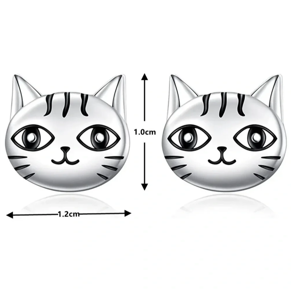 New Sterling Silver Kitty Studs